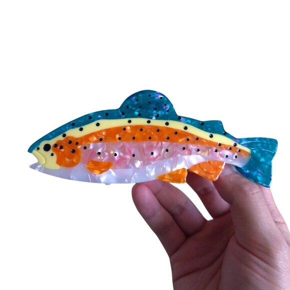 Rainbow Salmon Fish Hair Clip Acetate Non-Slip Claw Hair Accessories for Women main image 8